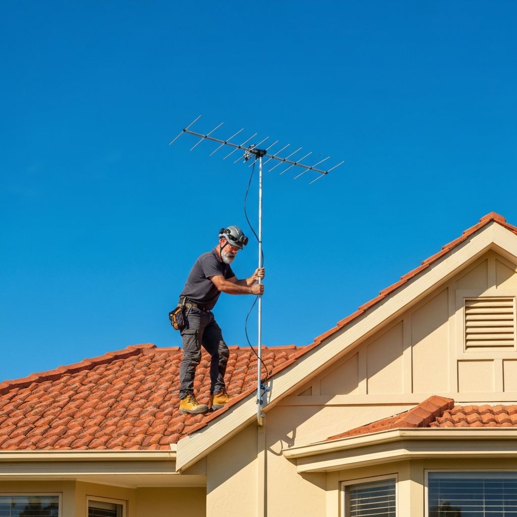 TV aerial installation on a Perth roof by Sky Signal WA